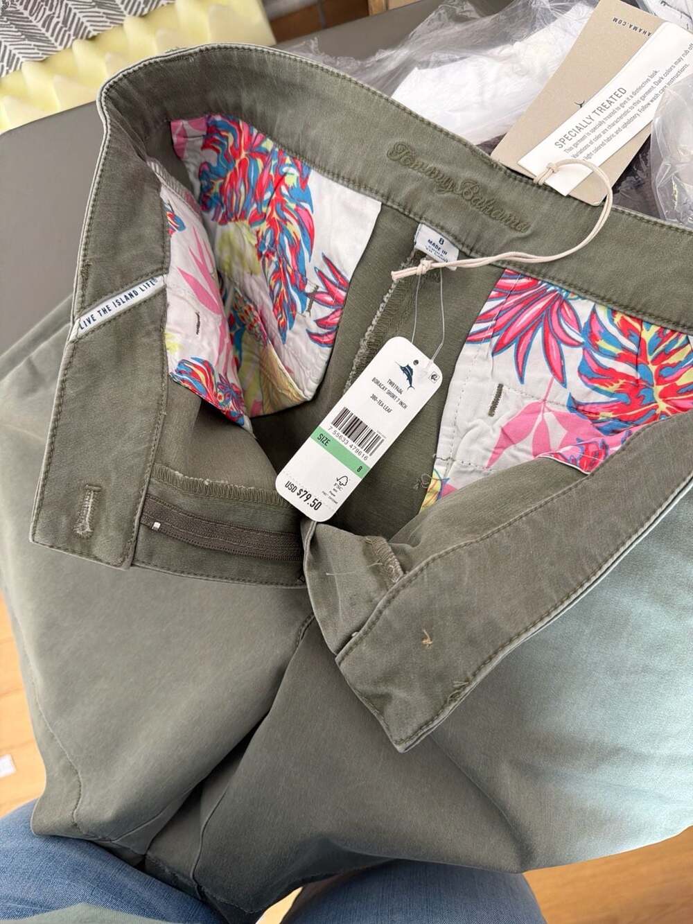 Tommy Bahama Boracay 7-Inch Chino Shorts in Tea Leaf - Picture 4 of 4